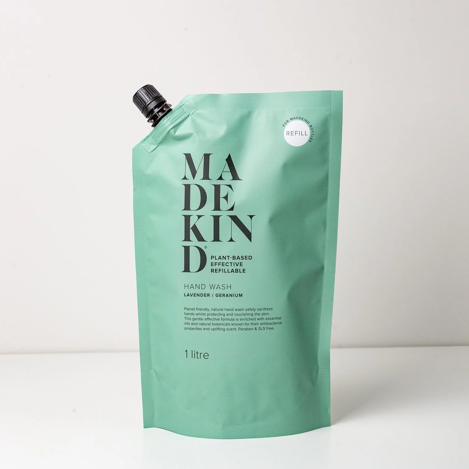 Photo of MadeKind Lavender & Geranium hand wash 1 litre refill pouch