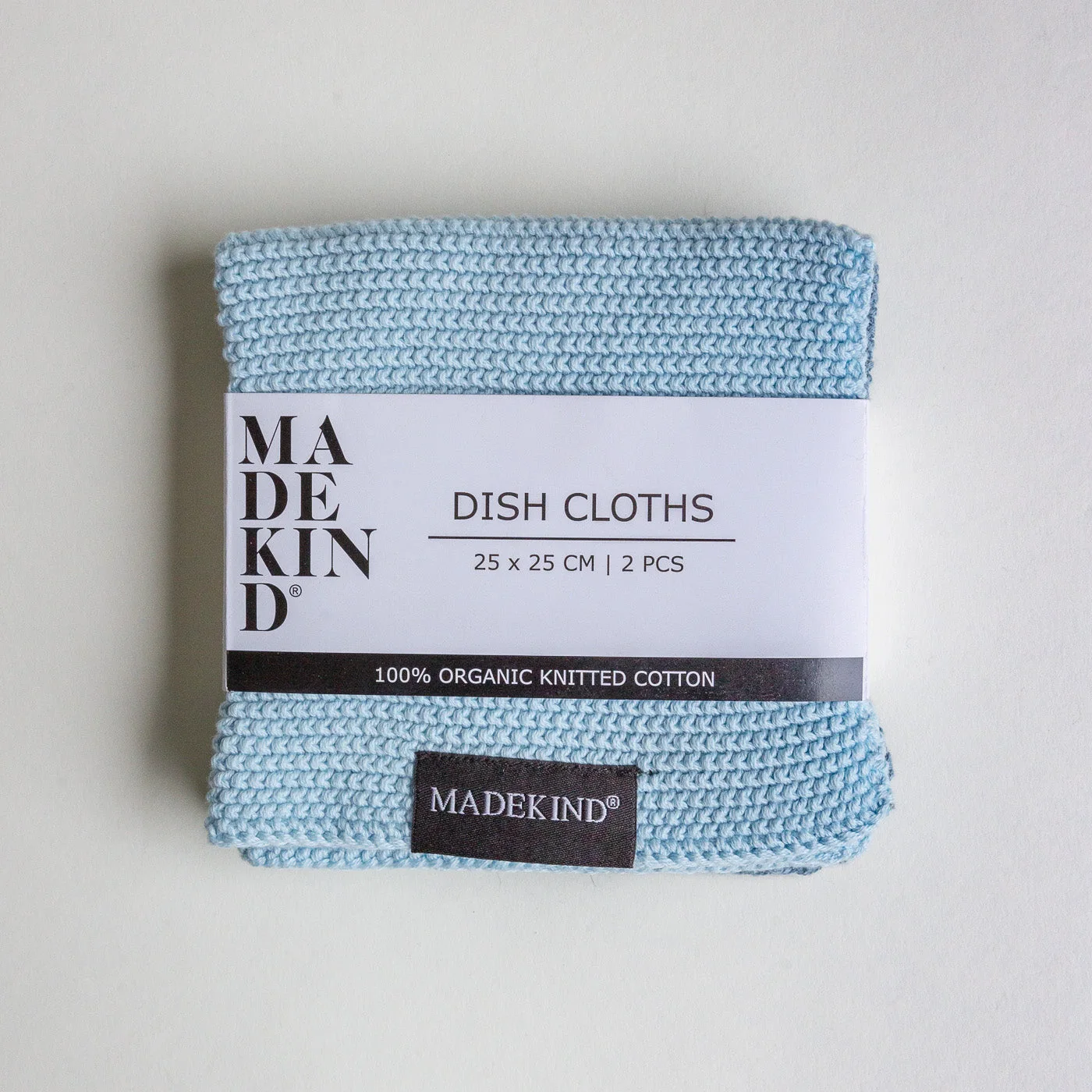 photo of MadeKind set of 2 knitted dish cloths in blue