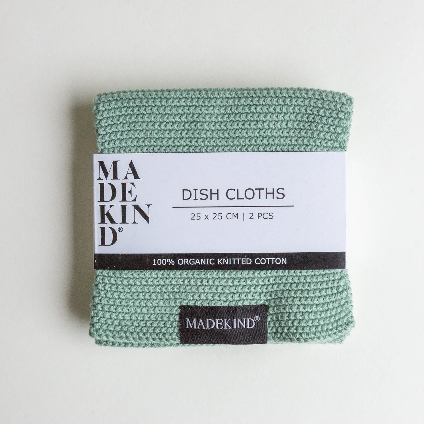 Photo of a set of 2 organic cotton knitted dishcloths by madeKind
