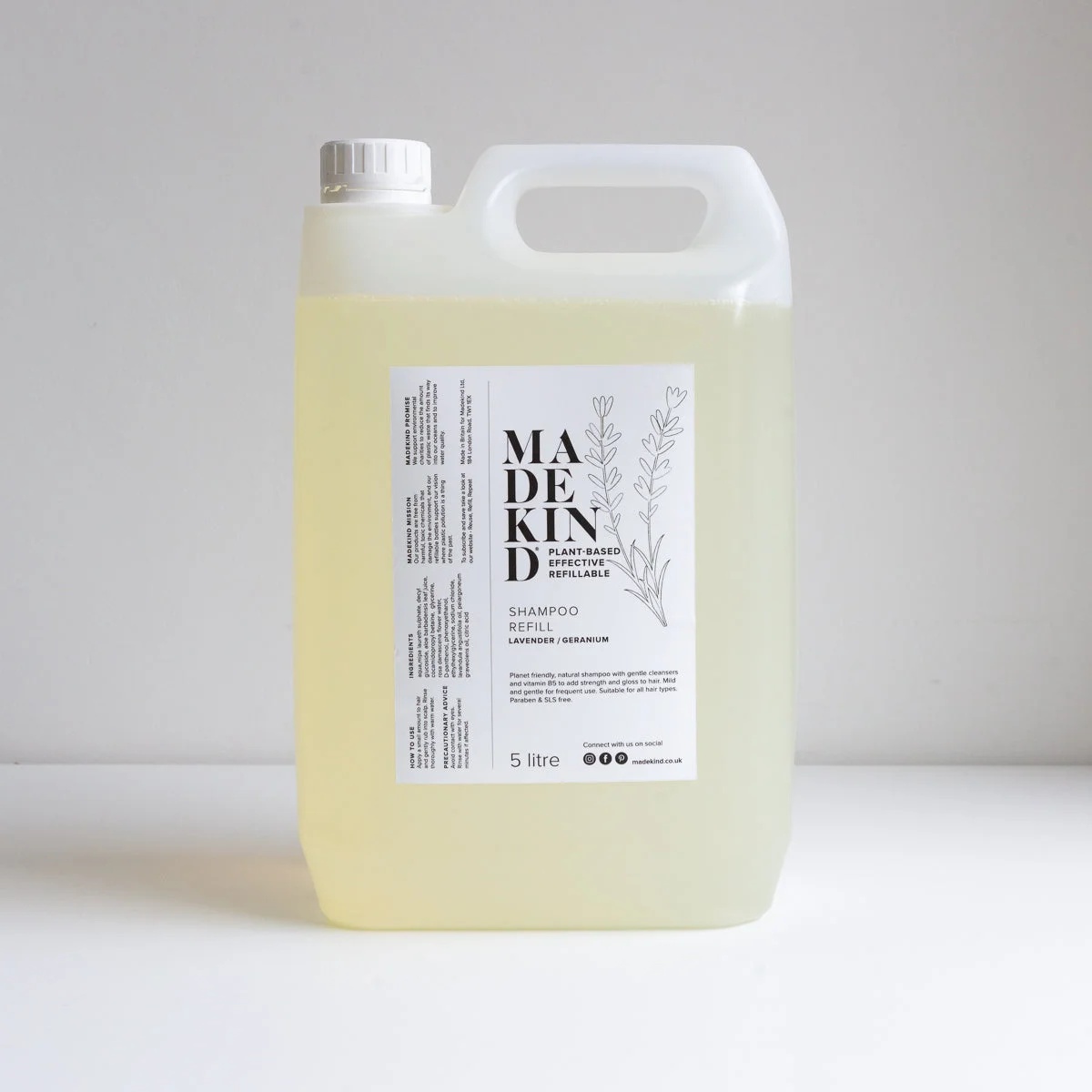 photo of a MadeKind 5 litre refill of natural shampoo
